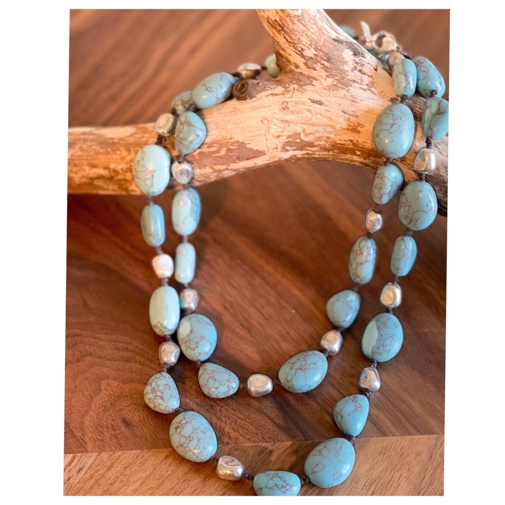 Robert Lee Morris Turquoise Necklace with silver plated Beads